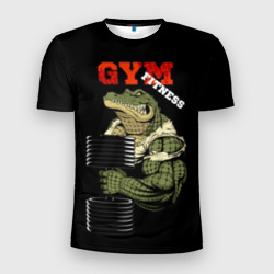 Мужская футболка 3D Slim GYM fitness crocodile