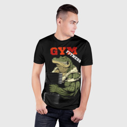 Мужская футболка 3D Slim GYM fitness crocodile - фото 2