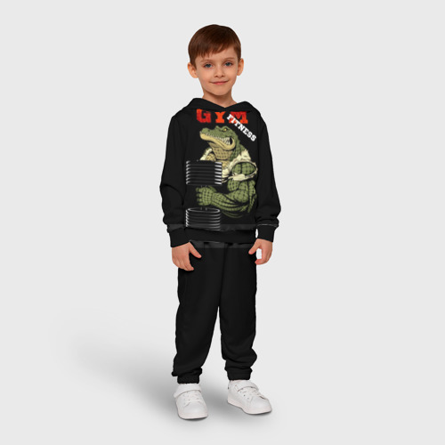 Детский костюм с толстовкой 3D GYM fitness crocodile, цвет черный - фото 3