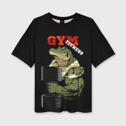 Женская футболка oversize 3D GYM fitness crocodile
