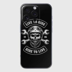 Чехол для iPhone 16 Pro Max силиконовый с защитой камеры Live to ride - ride to live