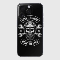 Чехол для iPhone 15 Pro Max силиконовый с защитой камеры Live to ride - ride to live