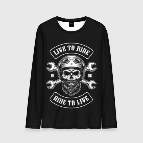 Мужской лонгслив 3D Live to ride - ride to live
