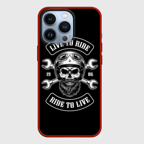 Чехол для iPhone 13 Pro Vintage motorcycle label, цвет красный