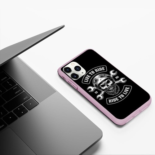 Чехол для iPhone 11 Pro матовый Vintage motorcycle label, цвет розовый - фото 5