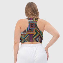 Топ с принтом Этнический ковровый орнамент для женщины, вид на модели сзади №3. Цвет основы: белый