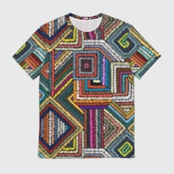 Мужская футболка 3D Этнический ковровый орнамент