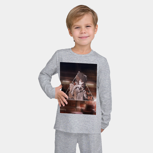 Детская пижама с лонгсливом хлопок Дазай, цвет меланж - фото 3