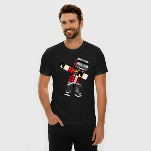 Мужская футболка хлопок Slim Dad Minecraft, цвет черный - фото 3