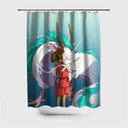 Штора 3D для ванной Тихиро целует Хаку