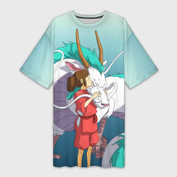 Платье-футболка 3D Тихиро целует Хаку