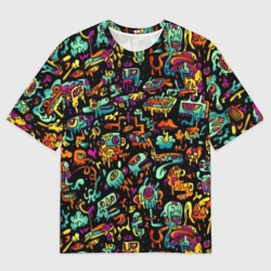 Женская футболка oversize 3D Кислотный Диджей паттерн