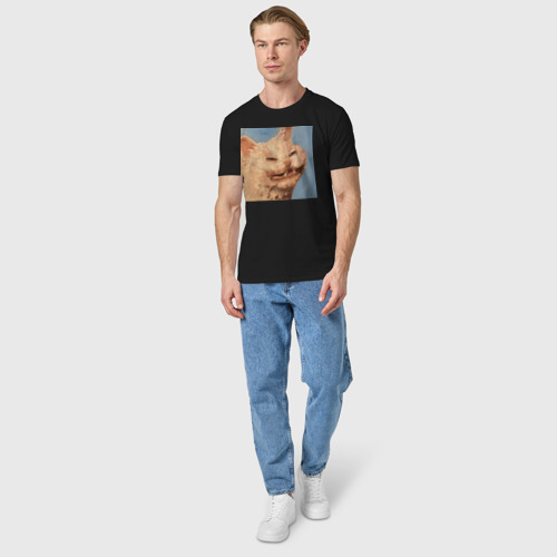 Мужская футболка хлопок с принтом Мем кот, вид сбоку #3