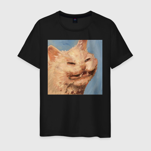 Мужская футболка хлопок с принтом Мем кот, вид спереди #2