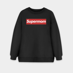 Женский свитшот oversize без начеса хлопок Супер мама