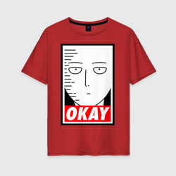 Женская футболка хлопок Oversize Okay Saitama