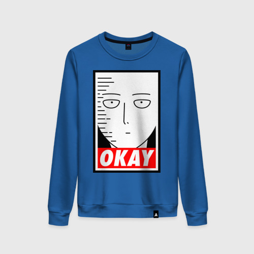 Женский свитшот хлопок Okay Saitama, цвет синий