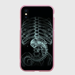 Чехол для iPhone XS Max матовый Чужой на рентгене - костюм грудной клетки