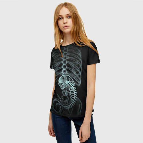 Женская футболка 3D Чужой на Рентгене , цвет 3D печать - фото 3
