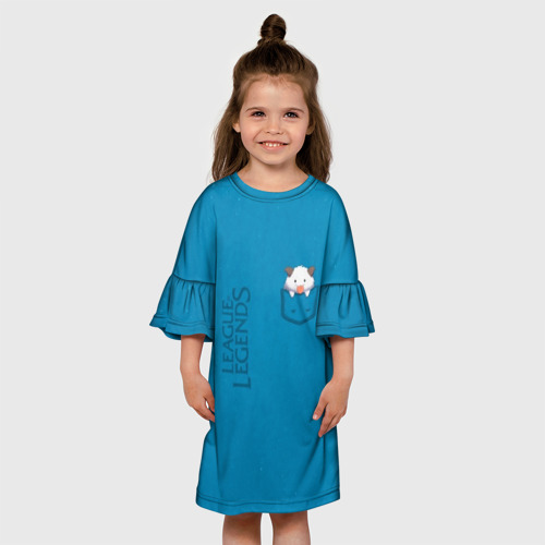 Детское платье 3D с принтом Poro Pocket Tee, вид сбоку #3