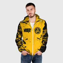 Мужская ветровка 3D Linkin Park group name and logo - orange style - фото 2