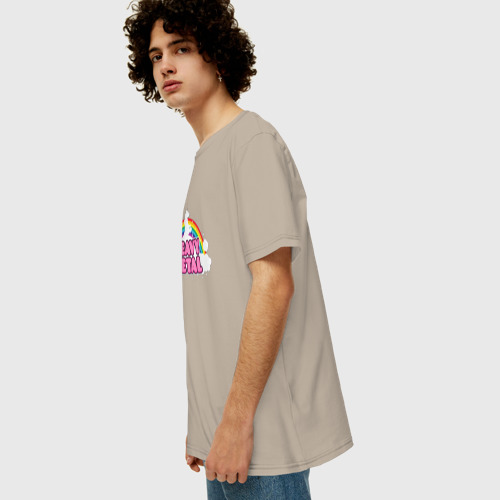 Мужская футболка хлопок Oversize Хеви метал, цвет миндальный - фото 5
