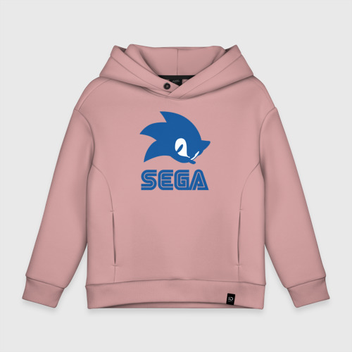 Детское худи Oversize хлопок Sonic Sega, цвет пыльно-розовый