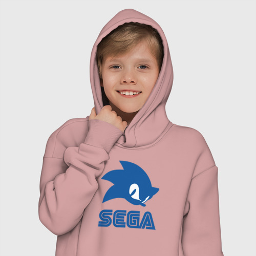 Детское худи Oversize хлопок Sonic Sega, цвет пыльно-розовый - фото 12