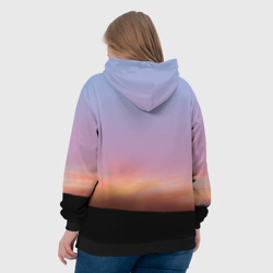 Толстовка с принтом BTS on the Sunset для женщины, вид на модели сзади №3. Цвет основы: черный
