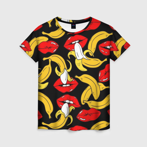 Женская футболка 3D Губы и бананы, цвет 3D печать