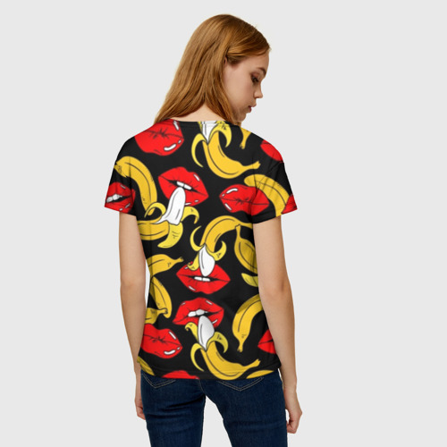 Женская футболка 3D Губы и бананы, цвет 3D печать - фото 4