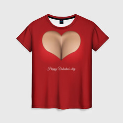 Happy Valentine's Day - декольте – Женская футболка 3D с принтом купить со скидкой в -26%