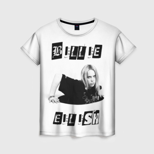 Женская футболка 3D с принтом Billie Eilish, вид спереди #2