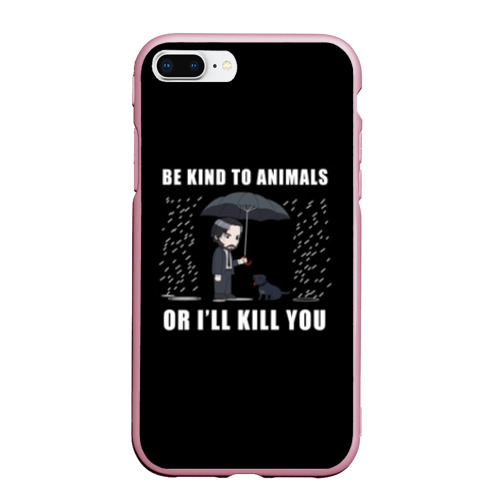 Чехол для iPhone 7Plus/8 Plus матовый Be Kind to Animals - John Wick, цвет розовый