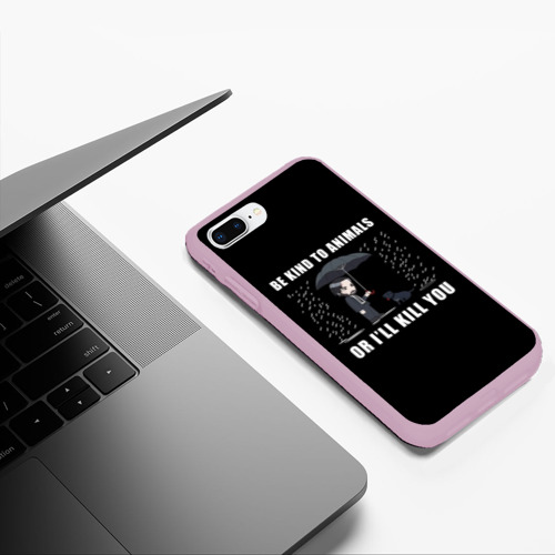 Чехол для iPhone 7Plus/8 Plus матовый Be Kind to Animals - John Wick, цвет розовый - фото 5