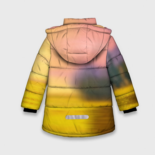 Зимняя куртка для девочек 3D с принтом Дракончик на берегу озера, вид сзади #1