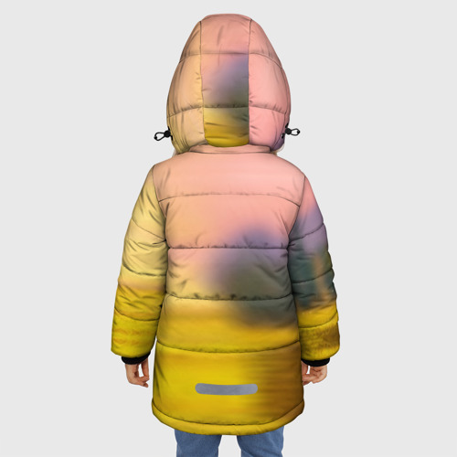 Зимняя куртка для девочек 3D с принтом Дракончик на берегу озера, вид сзади #2