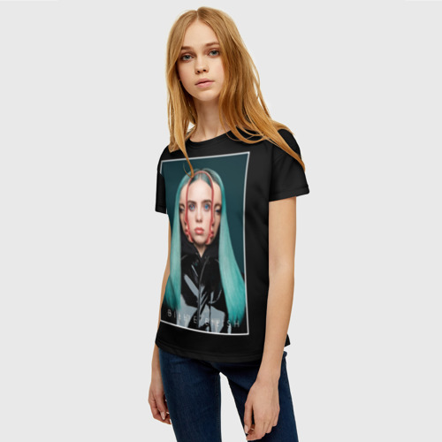 Женская футболка 3D Billie Eilish, цвет 3D печать - фото 3