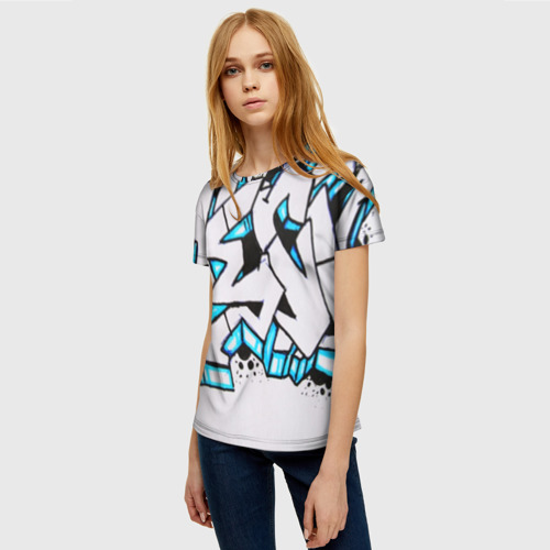 Женская футболка 3D с принтом Граффити, фото на моделе #1