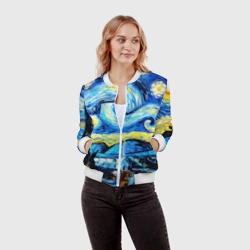 Женский бомбер 3D Звездная ночь Ван Гог - фото 2