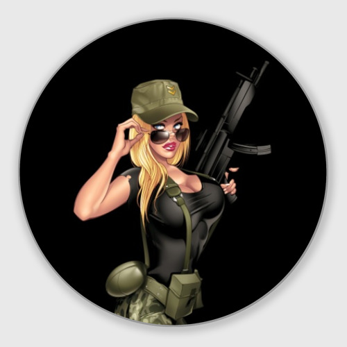 Круглый коврик для мышки Sexy army girl