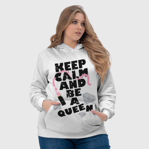 Женская толстовка 3D Keep calm and be a queen, цвет 3D печать - фото 6