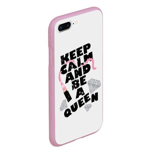 Чехол для iPhone 7Plus/8 Plus матовый Keep calm and be a queen, цвет розовый - фото 3