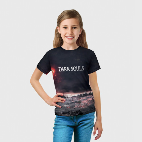 Детская футболка 3D с принтом DARK SOULS, вид сбоку #3