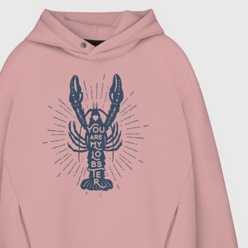 Мужское худи Oversize хлопок You are my lobster, цвет пыльно-розовый - фото 4