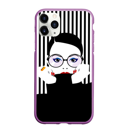 Чехол для iPhone 11 Pro Max матовый Fashion girl, цвет фиолетовый