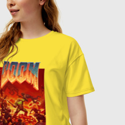 Женская футболка хлопок Oversize Doom - фото 2