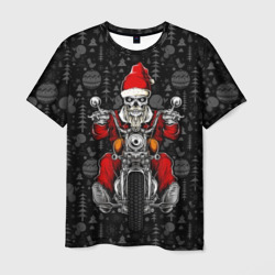 Santa skeleton on a motorcycle – Мужская футболка 3D с принтом купить со скидкой в -26%