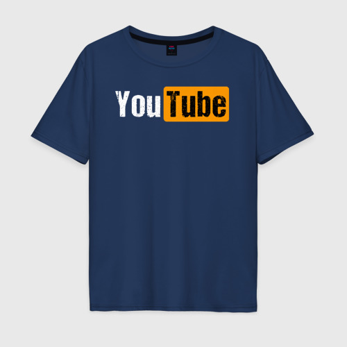 Мужская футболка из хлопка оверсайз с принтом YouTube, вид спереди №1