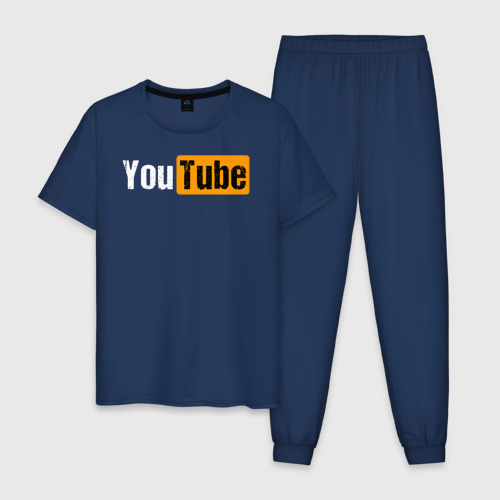 Мужская пижама хлопок YouTube, цвет темно-синий